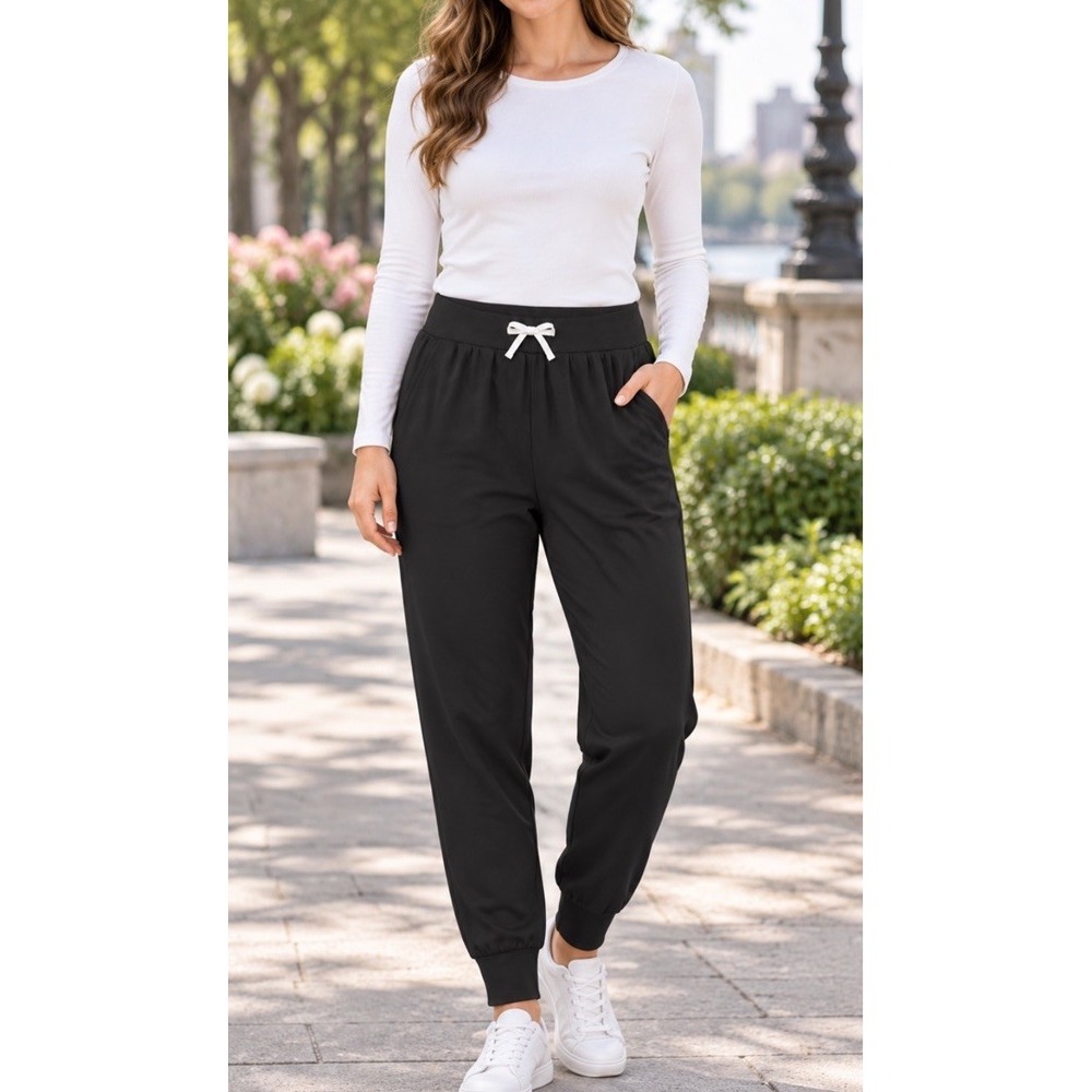 Gymshark Medium  High Rise Jogger Sweatpants Women's Black Stretch Drawstring